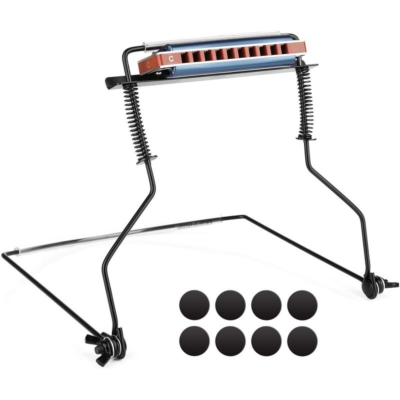 Eison Harmonica Holder 10 Holes Harmonica Holder ET10H Black Neck Hands Free with Anti-Scratch Felt Pads to Protector Harmonica - Image 1